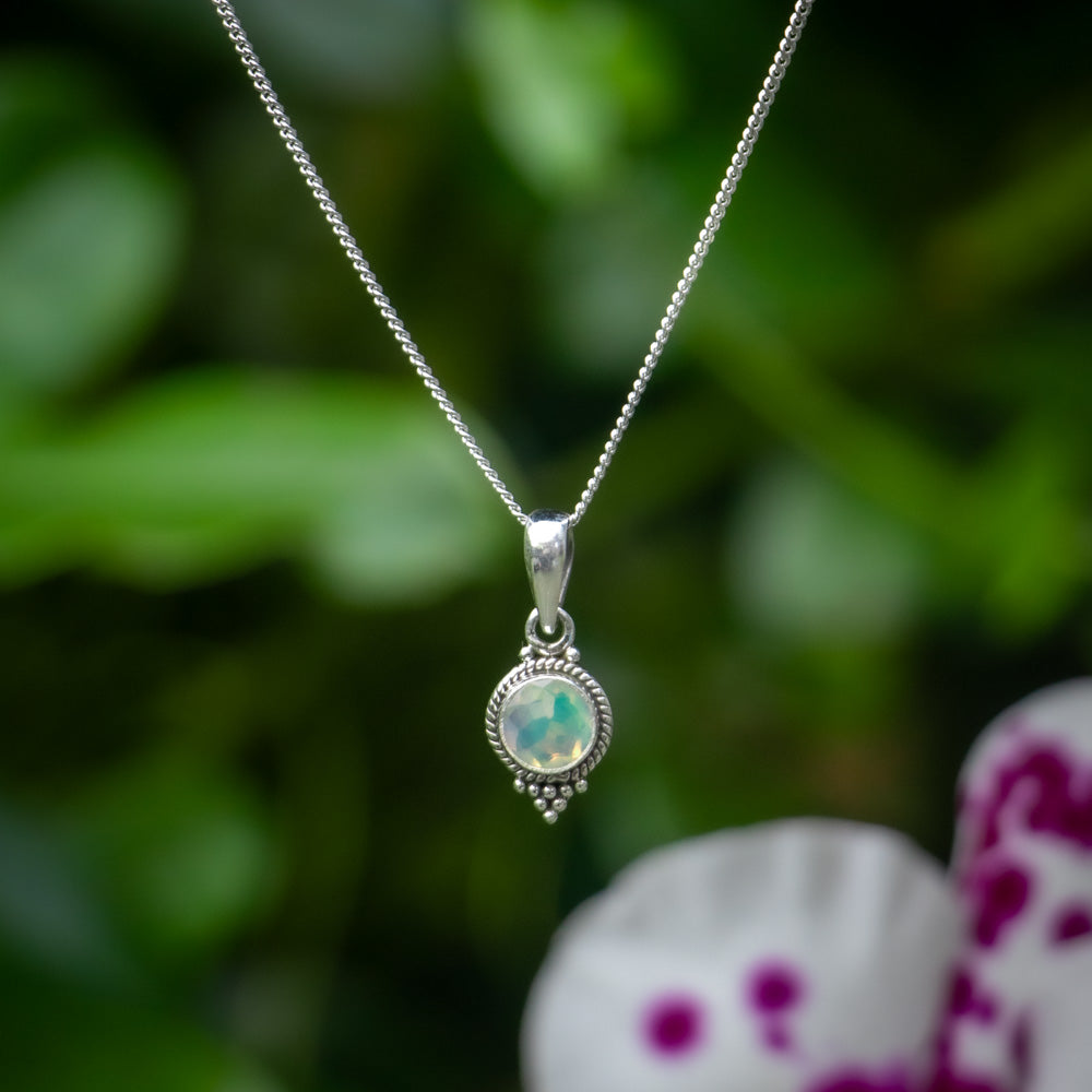 Opal Kette - 925 Sterling Silber - Echter Edelstein - Nickelfrei